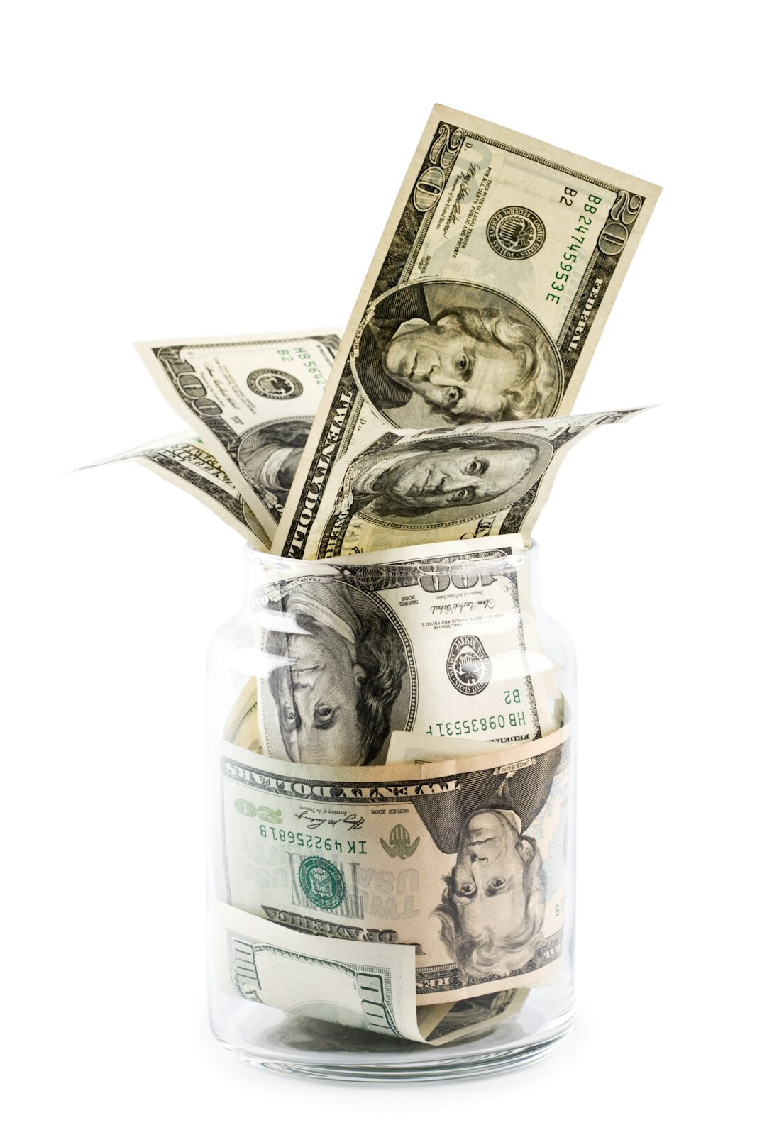 savings jar with coins